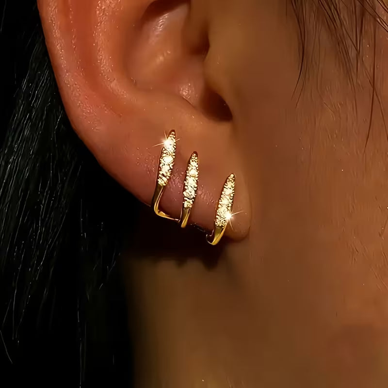 Triple Curve Claw Earrings