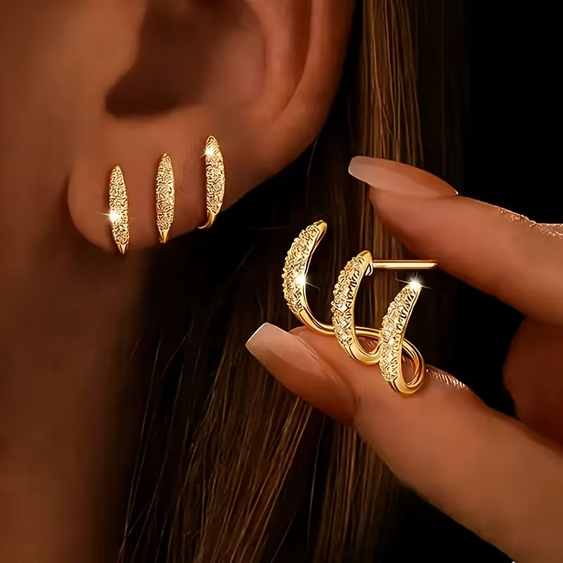 Triple Curve Claw Earrings