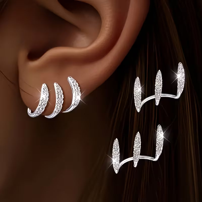 Triple Curve Claw Earrings